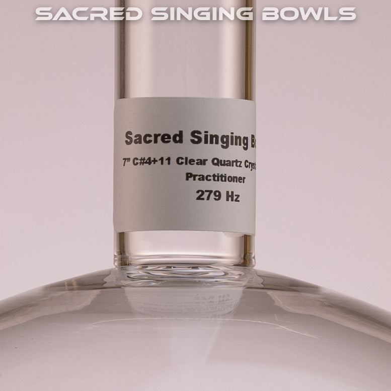 7" C#+11 Clear Quartz Crystal Singing Bowl, Handheld, Sacred Singing Bowls