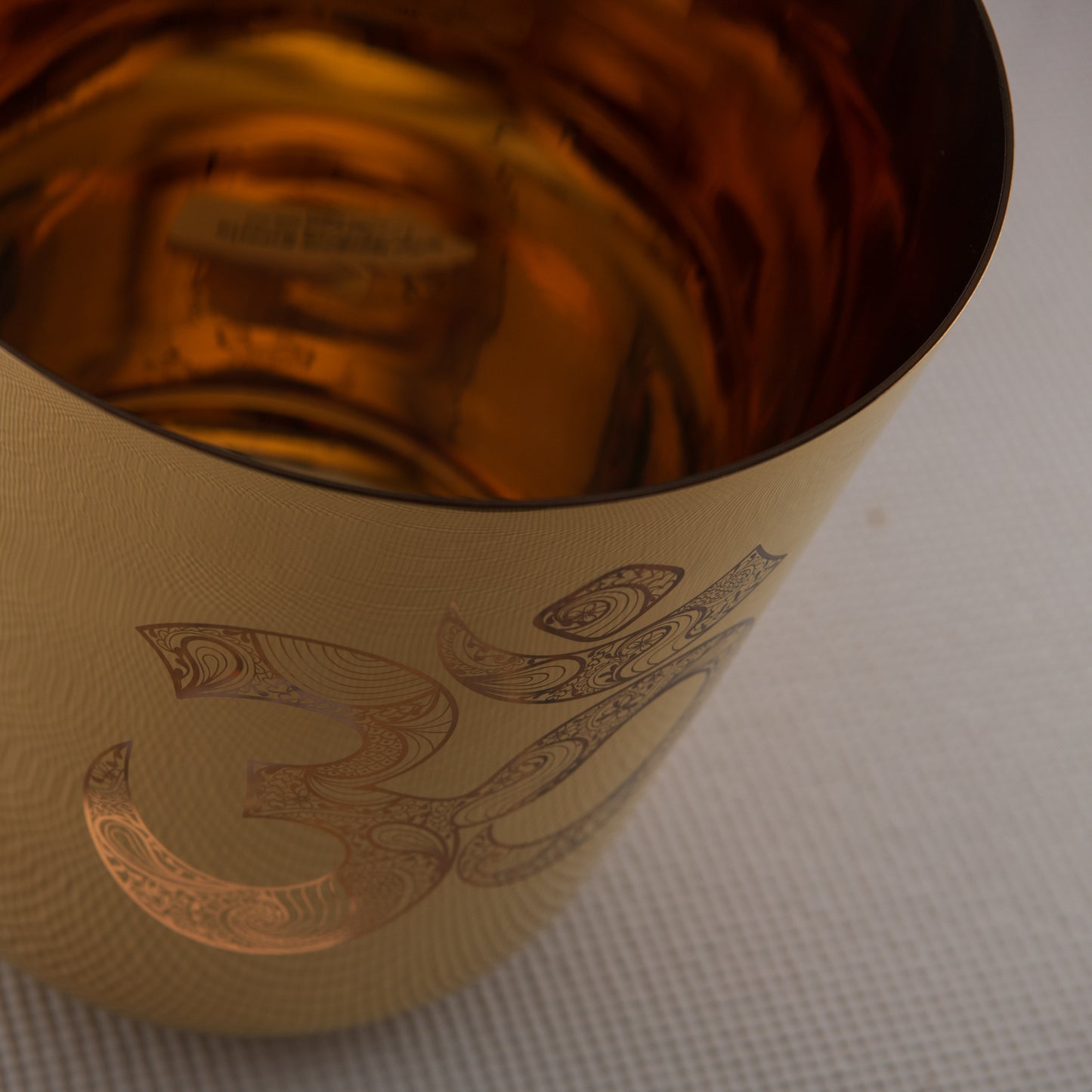 9" C-11 Gold Crystal Singing Bowl with Sacred Om Symbol, Sacred Singing Bowls