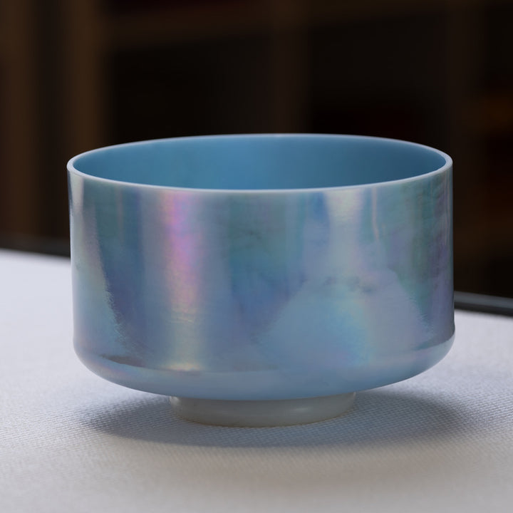 9” E-50 Turquoise Platinum Ocean Gold inside Crystal Singing Bowl, Crystal Tones™