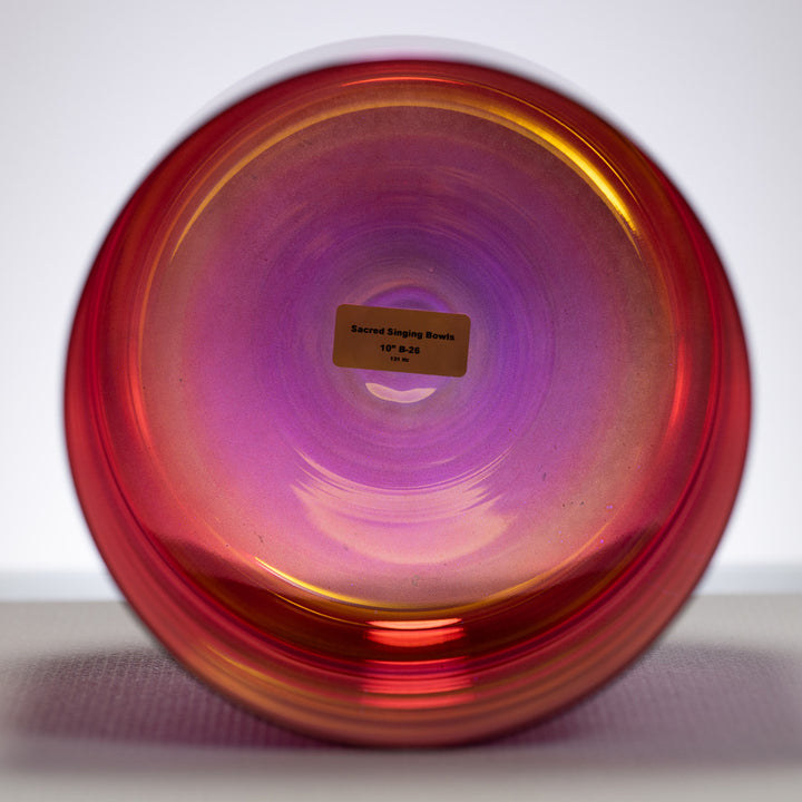 10" B-26 Magenta Manifestation Crystal Singing Bowl, Gold inside