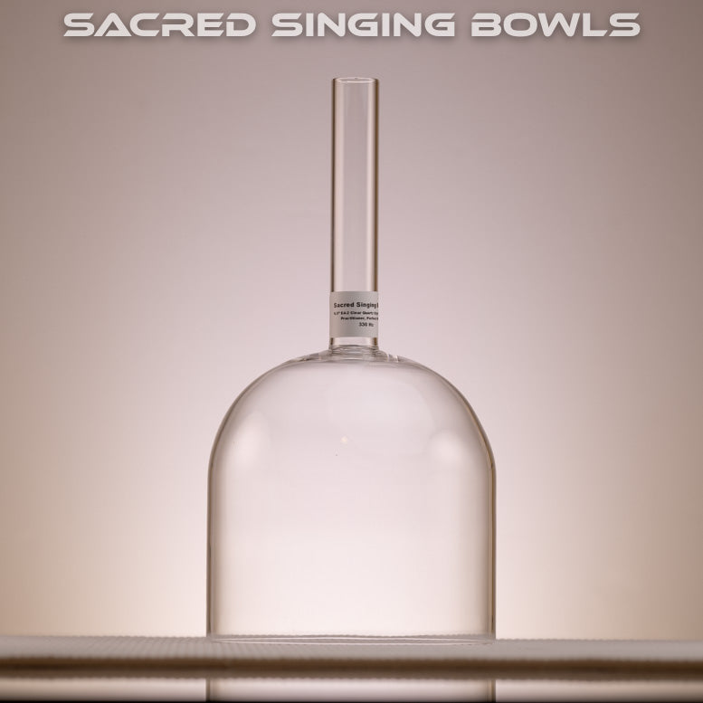 6.5" E-2 Clear Quartz Crystal Singing Bowl, Handheld, Perfect Pitch, Sacred Singing Bowls