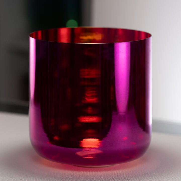 10" B-26 Magenta Manifestation Crystal Singing Bowl, Gold inside