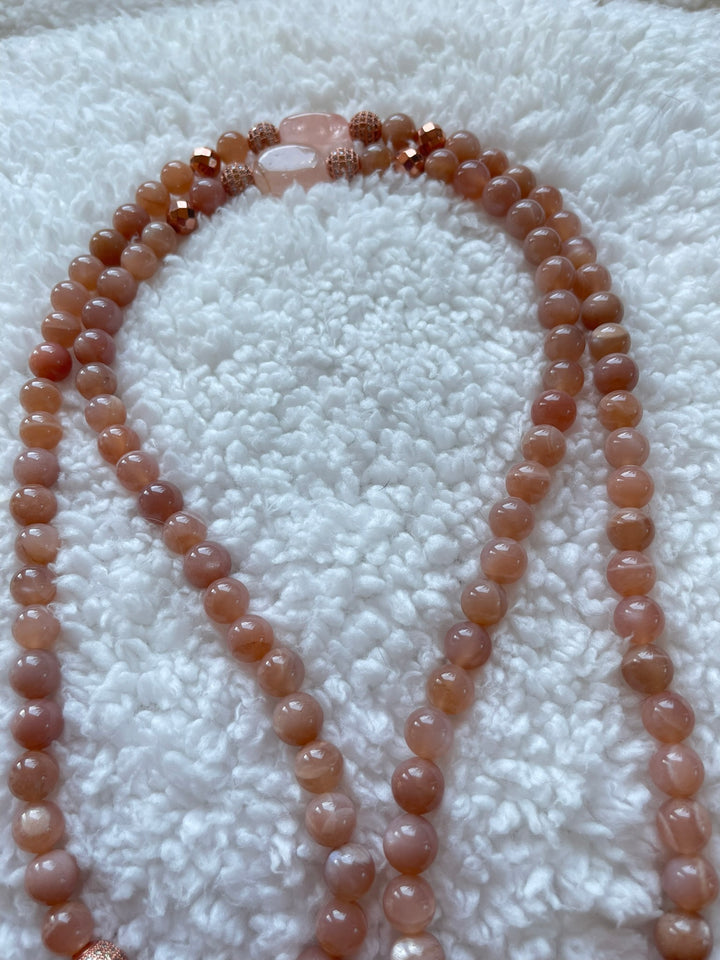 Peach Moonstone Mala