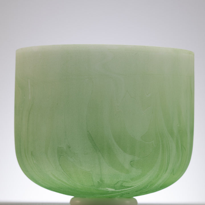 11" B-20 Green Swirl Frosted Crystal Singing Bowl