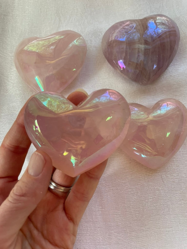 Large Aura Rose Quartz Heart