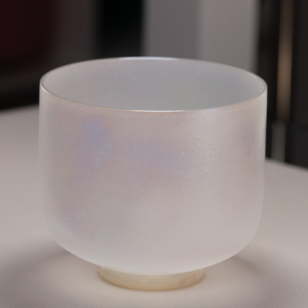 9" E-27 White Celestial Frosted Crystal Singing Bowl