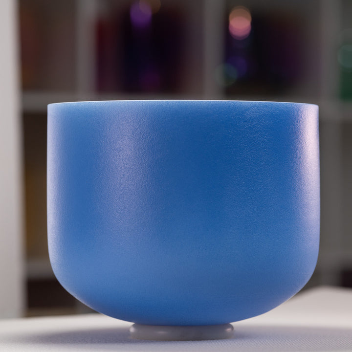 11" D#-28 Father Sky Frosted Crystal Singing Bowl, Silver inside