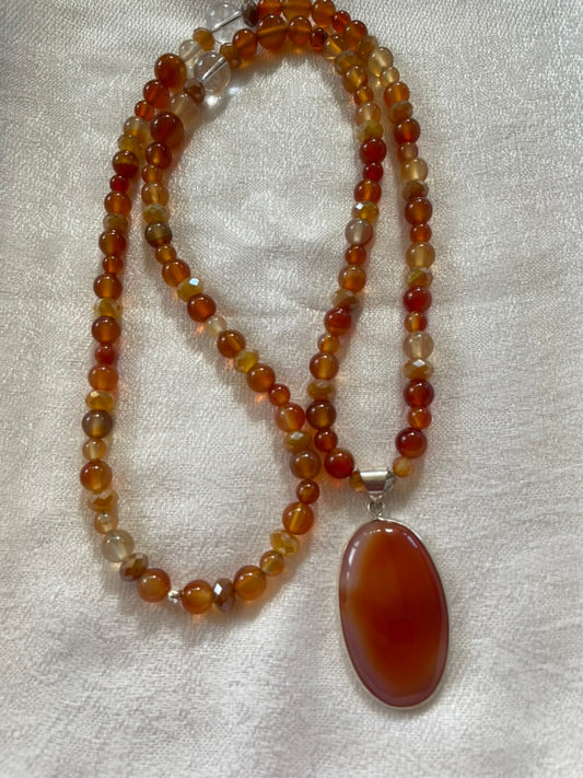 Carnelian Mala, smooth beads