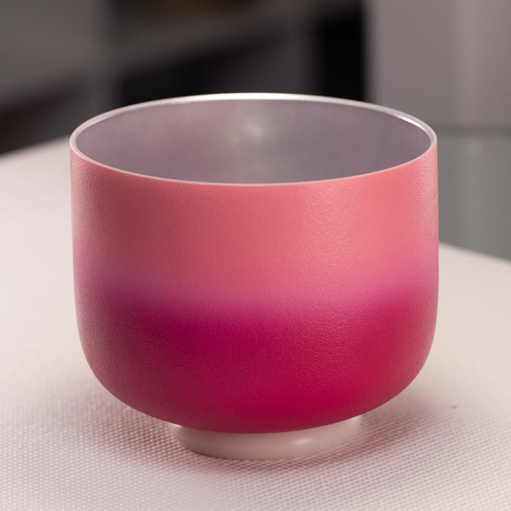 8" F+4 Frosted Rosebud Crystal Singing Bowl