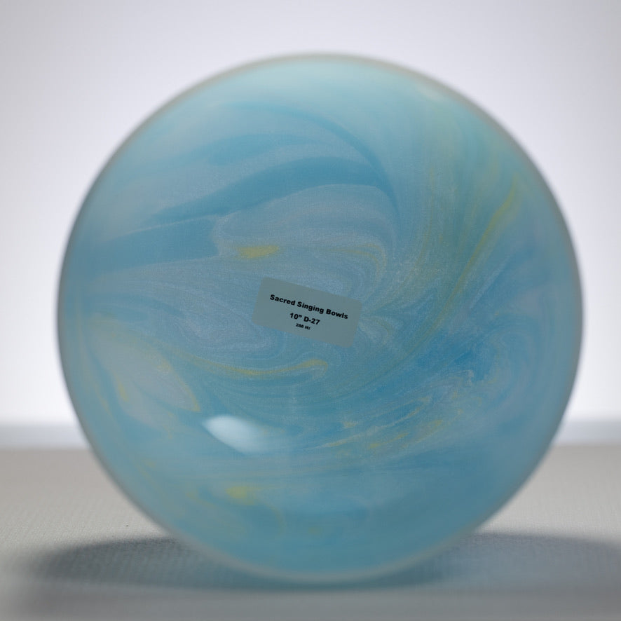 10" D-27 Blue Swirl Frosted Crystal Singing Bowl