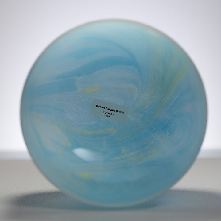 10" D-27 Blue Swirl Frosted Crystal Singing Bowl