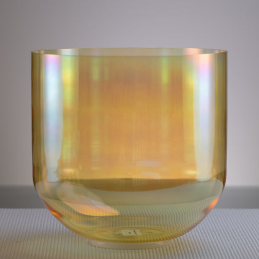 10" A#-8 Citrine Color Crystal Singing Bowl, Prismatic, Perfect Pitch, Sacred Singing Bowls