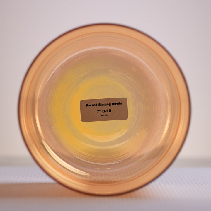 Sacred Singing Bowls™ product label with bowl specifications