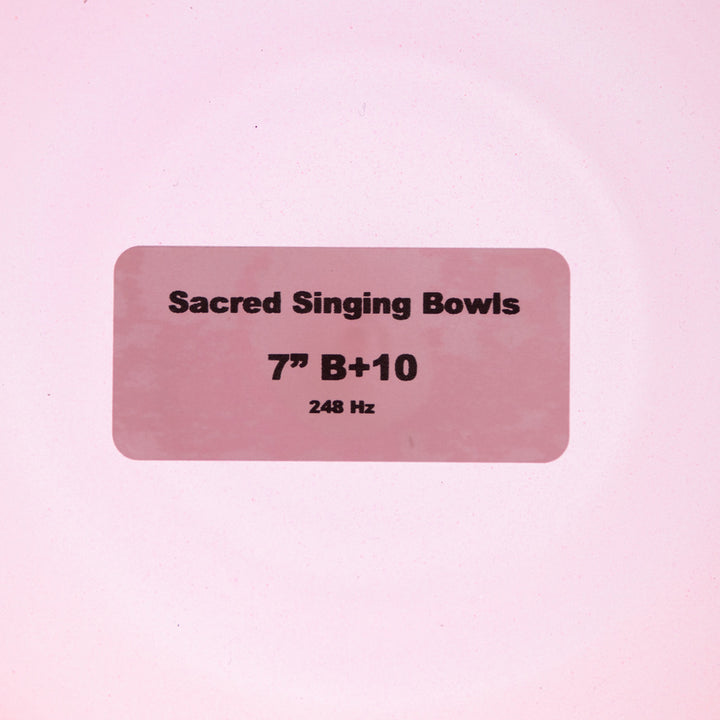 Sacred Singing Bowls™ product label with bowl specifications