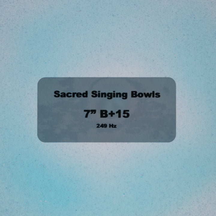 Sacred Singing Bowls™ product label with bowl specifications