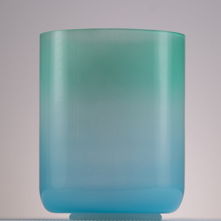 Blue and green crystal singing bowl for meditation
