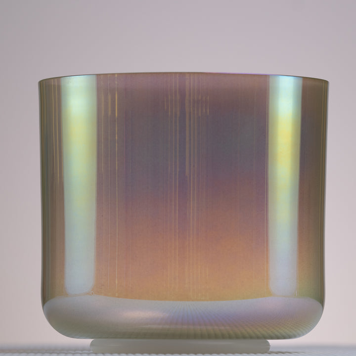 A 7-inch crystal singing bowl with a prismatic effect and a smooth, glossy finish.