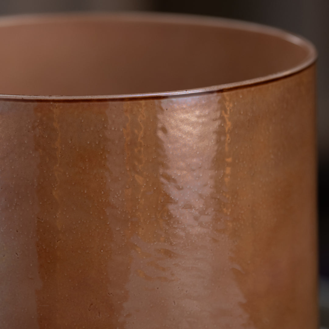 Brown crystal bowl close up