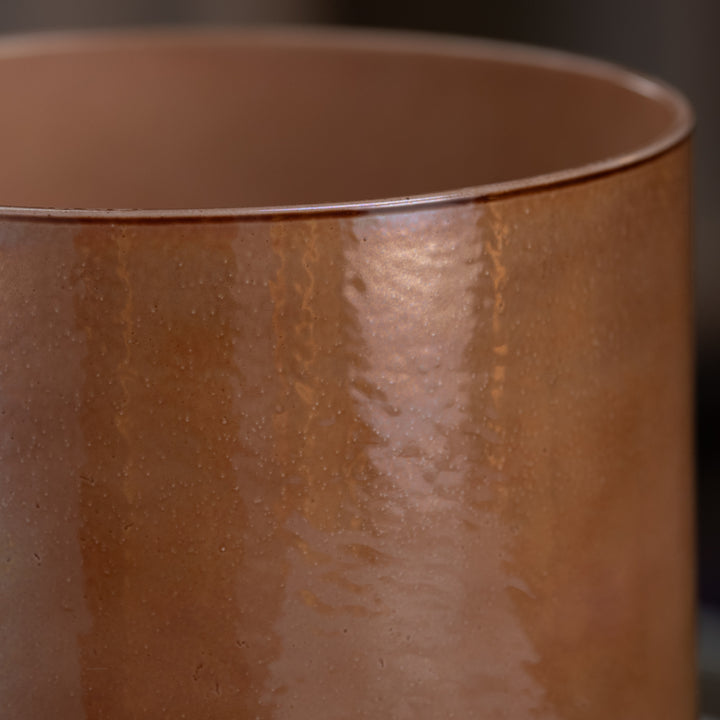 Brown crystal bowl close up
