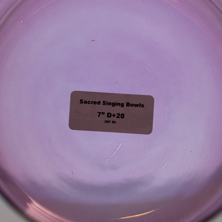 Sacred Singing Bowls™ product label with bowl specifications