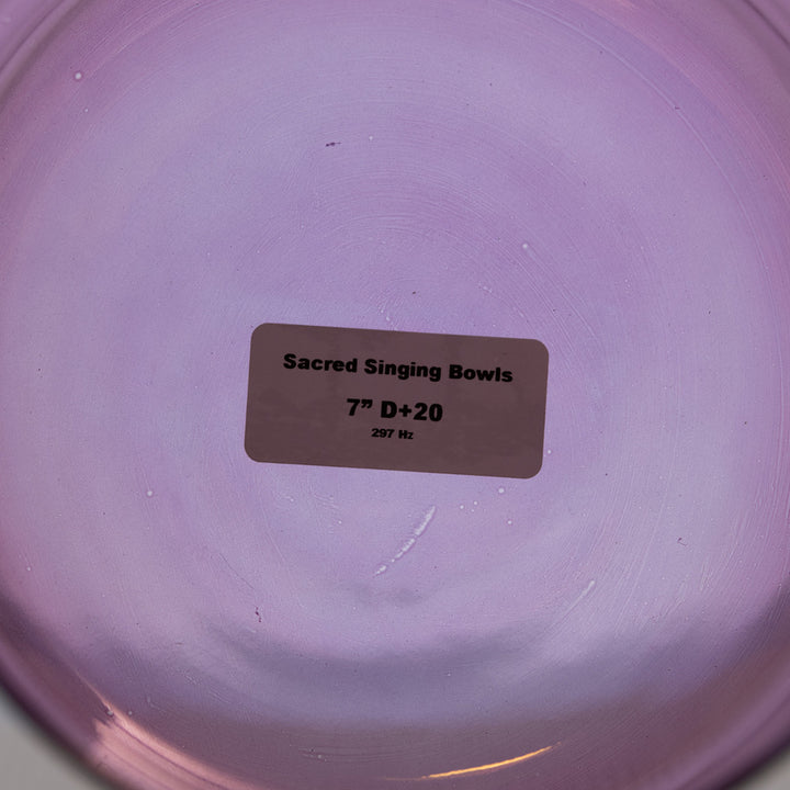 Sacred Singing Bowls™ product label with bowl specifications