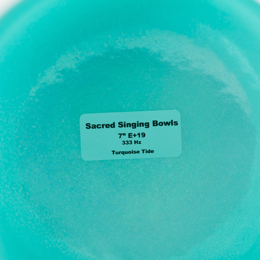 Sacred Singing Bowls™ product label with bowl specifications