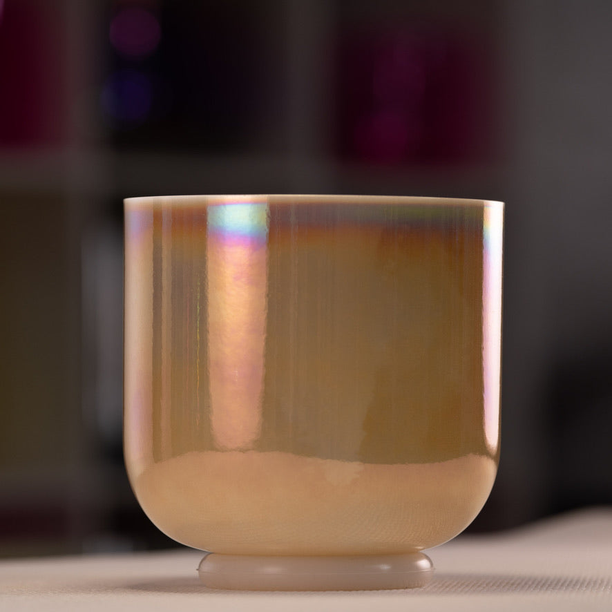 Brown & iridescent crystal singing bowl for sound healing