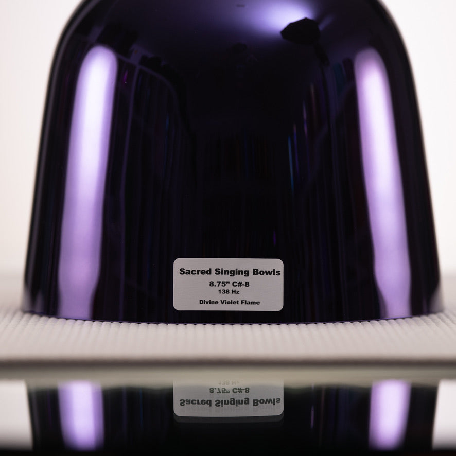 Sacred Singing Bowls™ label with bowl specifications