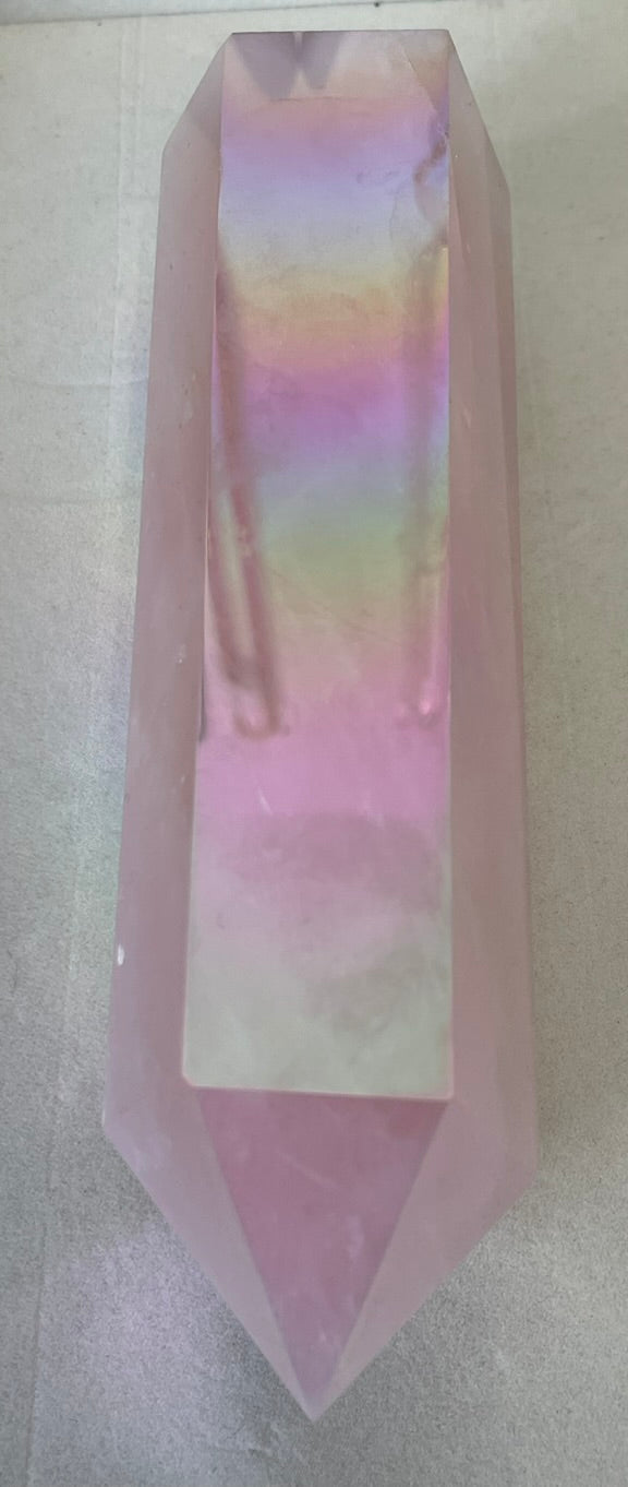 Large Aura Rose Quartz Tower