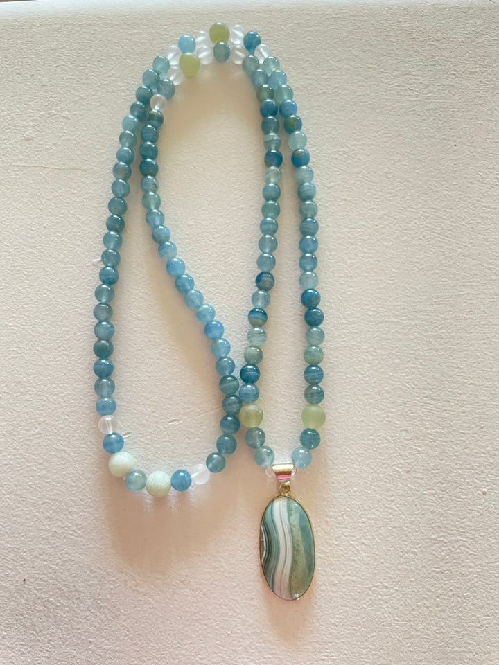 Aquatine Calcite Mala