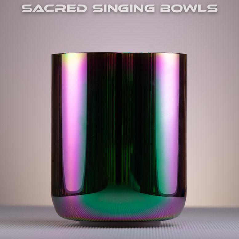 7" E-31 Dark Prismatic Crystal Singing Bowl, Sacred Singing Bowls