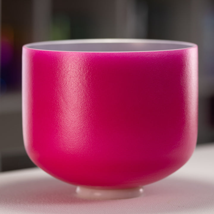 11" F+5 Dreamy Peony Frosted Crystal Singing Bowl, Silver inside