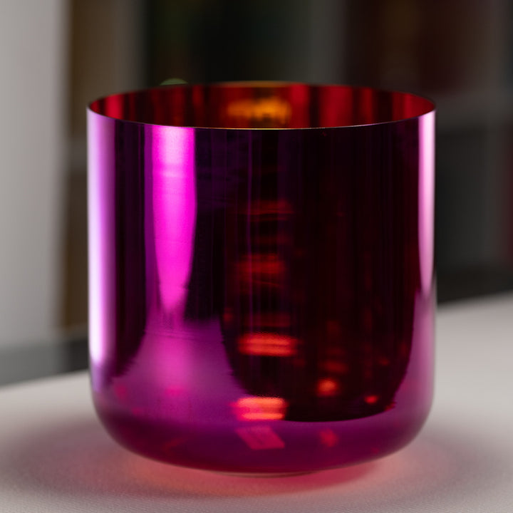 10" B-26 Magenta Manifestation Crystal Singing Bowl, Gold inside
