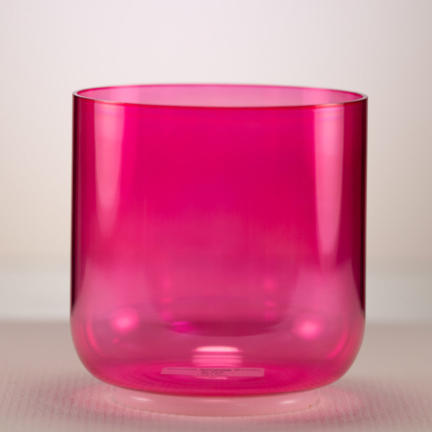 6" F+9 Pink Lotus Crystal Singing Bowl, Perfect Pitch