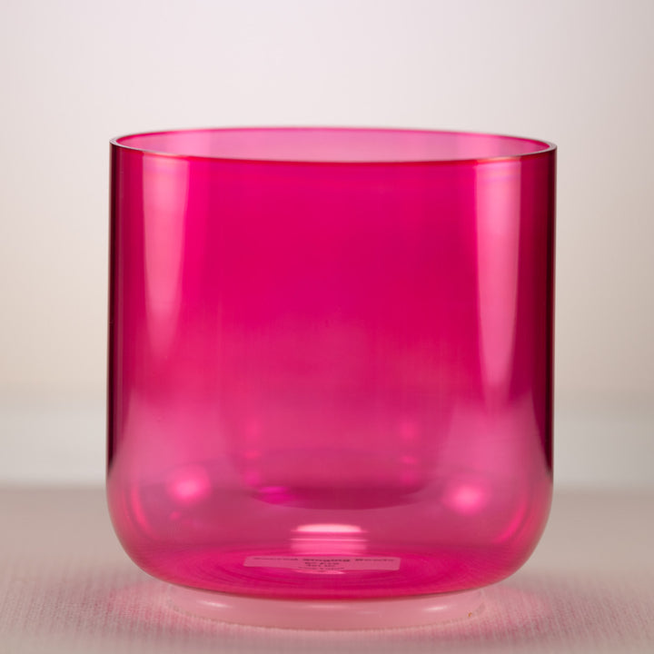 6" F+9 Pink Lotus Crystal Singing Bowl, Perfect Pitch