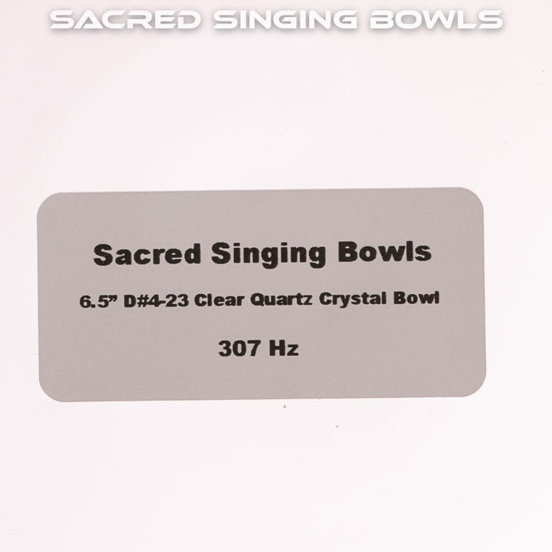 6.5" D#-23 Clear Quartz Crystal Singing Bowl, Sacred Singing Bowls