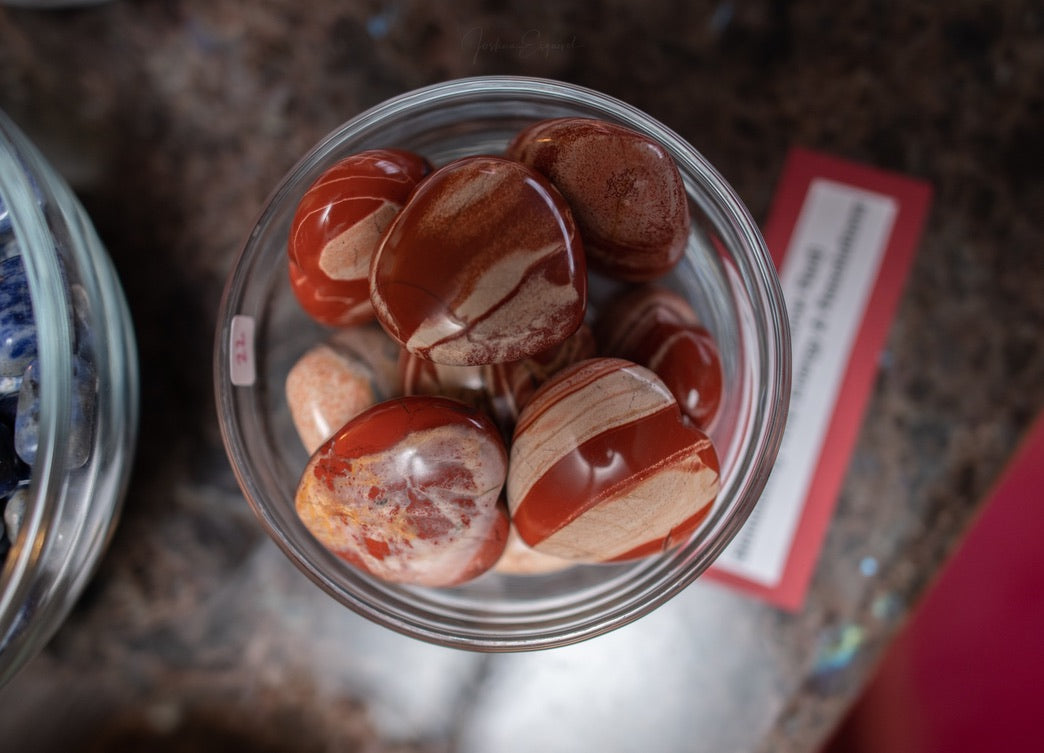 Red Jasper Puffy Hearts