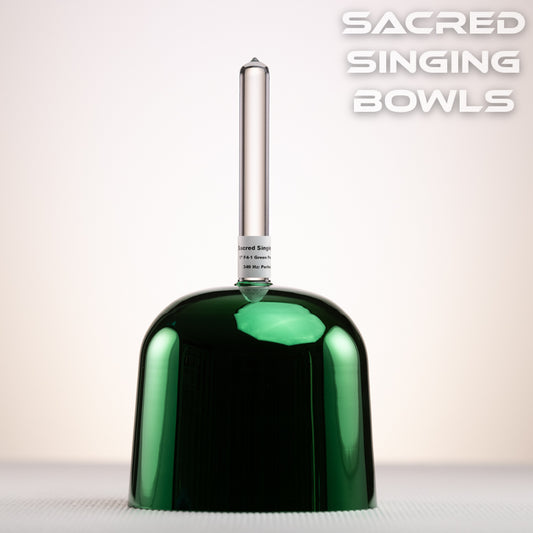6" F-1 Emerald Green Color Crystal Singing Bowl, Handheld, perfect pitch, Sacred Singing Bowls