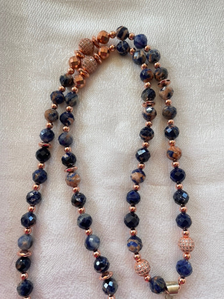 Faceted Sodalite Mala