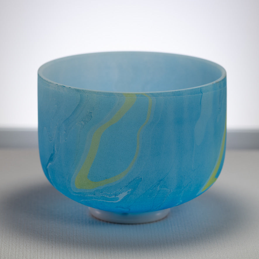 10" G#-28 Blue Swirl Frosted Crystal Singing Bowl