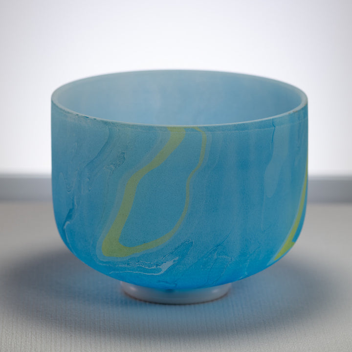 10" G#-28 Blue Swirl Frosted Crystal Singing Bowl