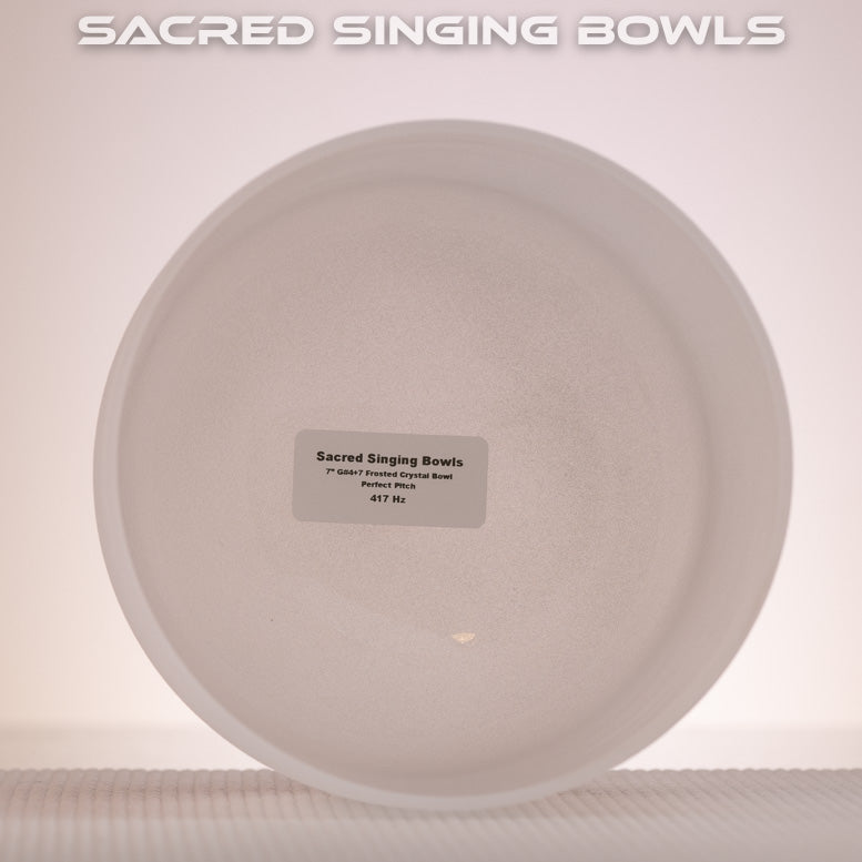 7" G#+7 Frosted Crystal Singing Bowl, Perfect Pitch, Sacred Singing Bowls