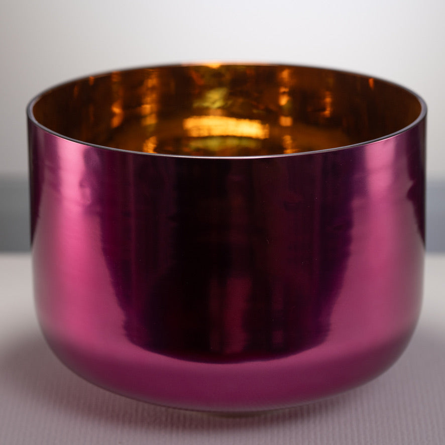 12" F+23 Radiant Rose Crystal Singing Bowl, Gold inside