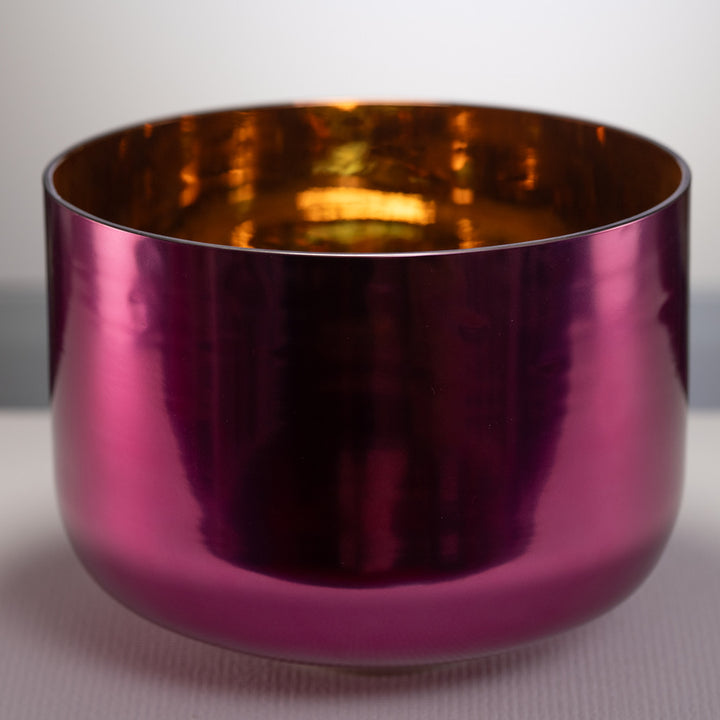 12" F+23 Radiant Rose Crystal Singing Bowl, Gold inside