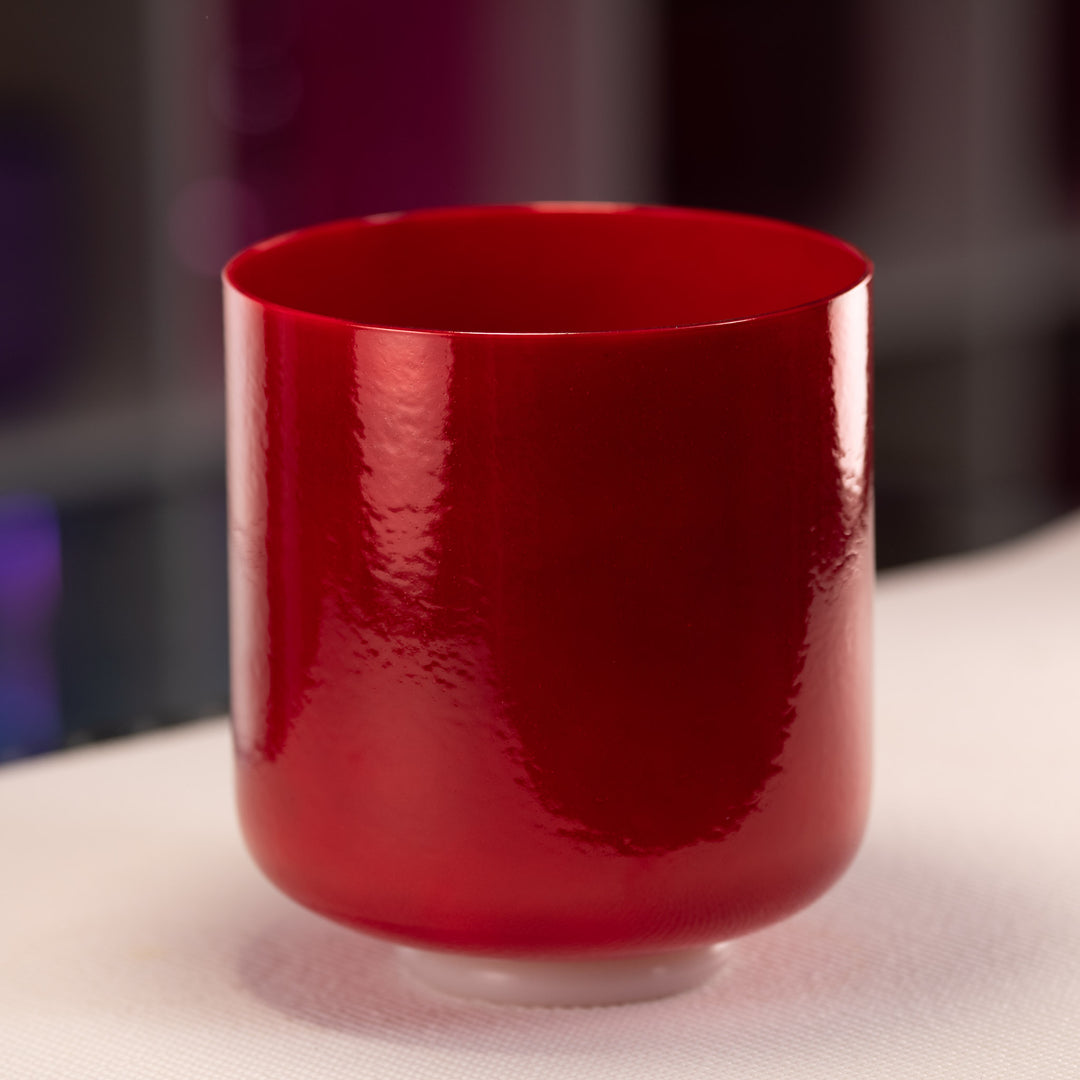 8" C-2 Crimson Dawn Crystal Singing Bowl, Perfect Pitch