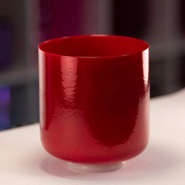8" C-2 Crimson Dawn Crystal Singing Bowl, Perfect Pitch