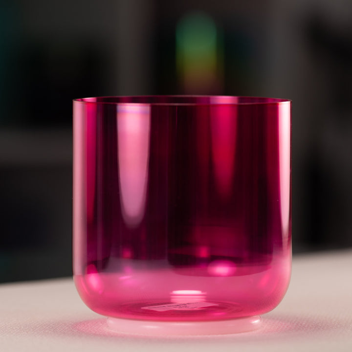 6" F+9 Pink Lotus Crystal Singing Bowl, Perfect Pitch