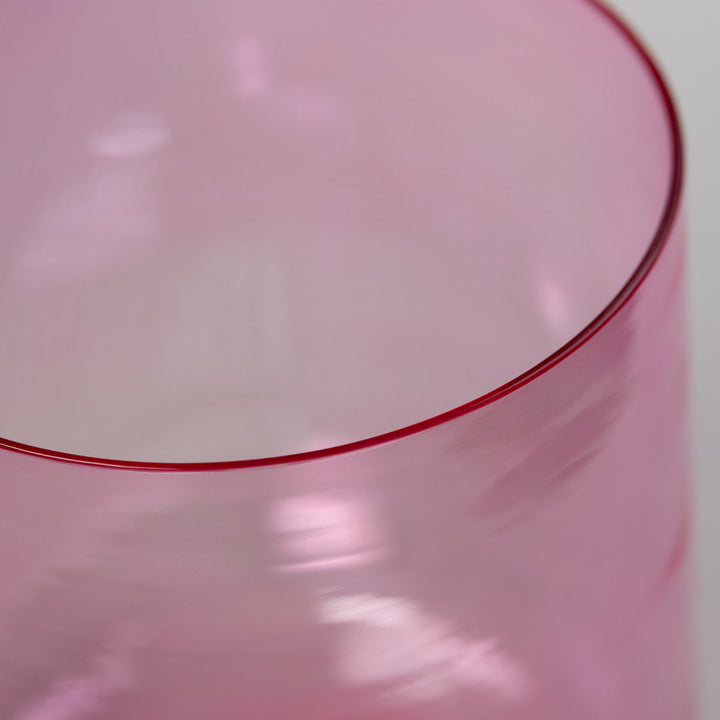 Pink singing bowl close up