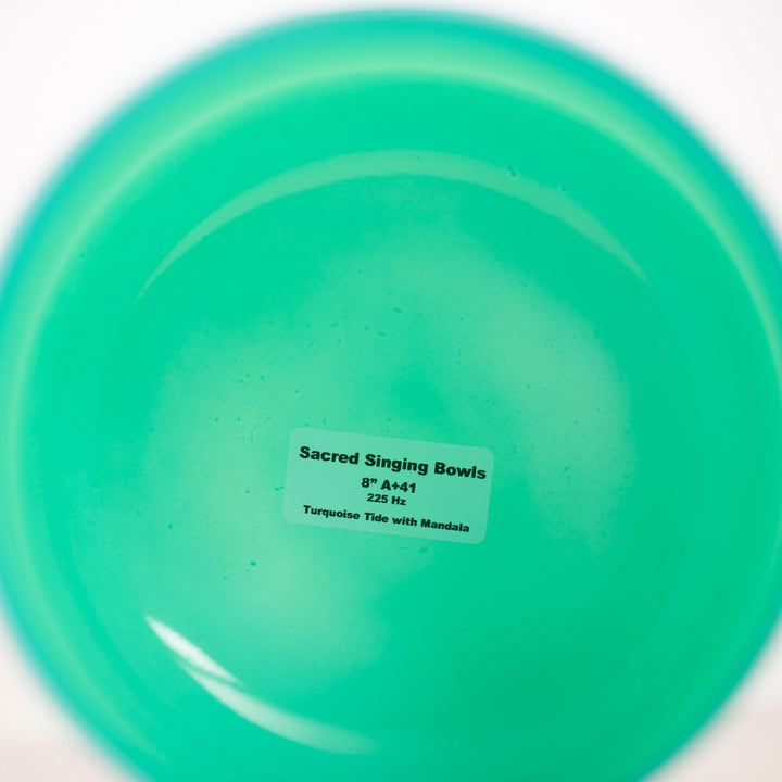 Sacred Singing Bowls™ product label with bowl specifications