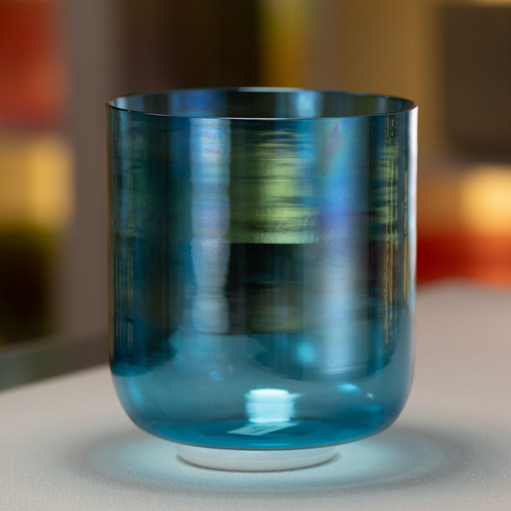 8" B+22 Caribbean Blue Crystal Singing Bowl from Bowls of Sound